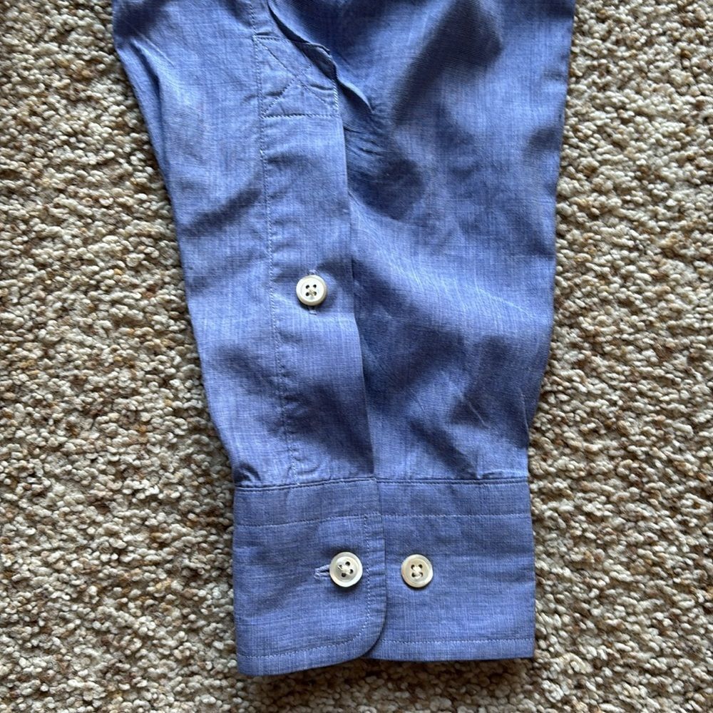VTG Willis & Geiger Men’s Solid Blue Long Sleeve Button Down Shirt 17 XL - Picture 5 of 10